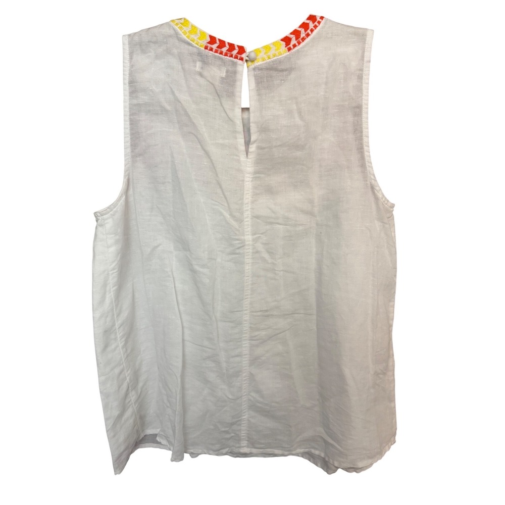 Crew Embroidered Yoke Sleeveless Top Linen Blend Floral Boho Size 2 - Picture 3 of 7